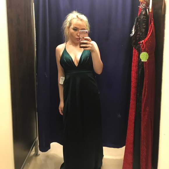 Emerald Green Split Prom Dress - Picture 7 of 7